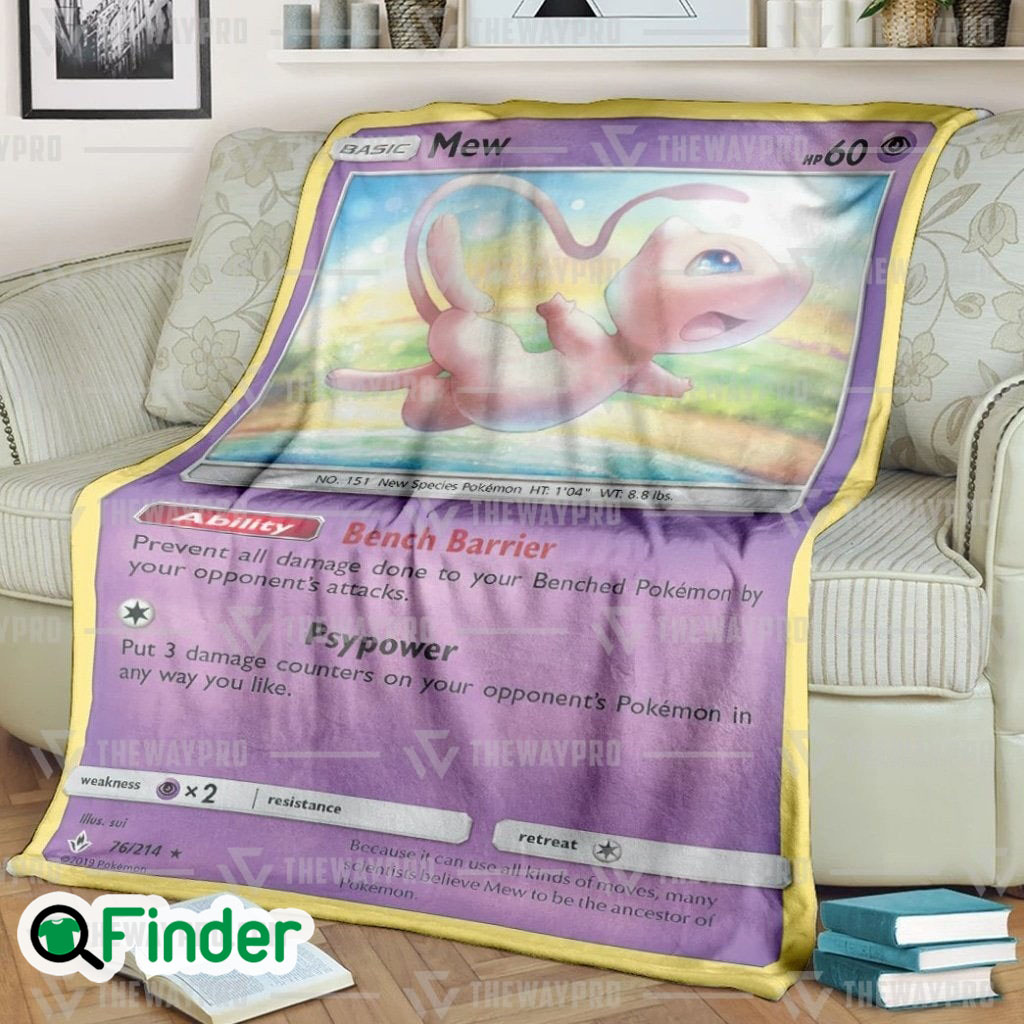 Mew Pokemon Trading Card Fleece Blanket Mew Pokemon Trading Card Fleece Blanket