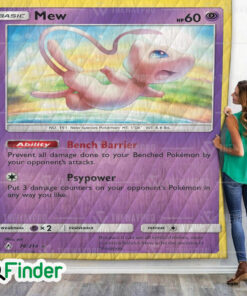 Mew Pokemon Trading Card Quilt Blanket