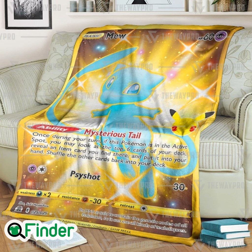 Mew Shiny Pokemon Trading Card Fleece Blanket Mew Shiny Pokemon Trading Card Fleece Blanket
