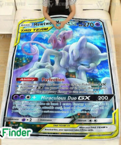 MewTwo And Mew Pokemon Trading Card Fleece Blanket 1