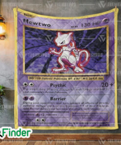 Mewtwo Pokemon Trading Card Quilt Blanket 1