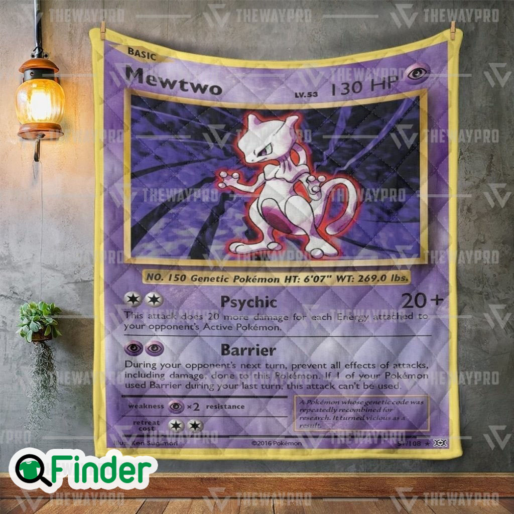 Mewtwo Pokemon Trading Card Quilt Blanket 1 Mewtwo Pokemon Trading Card Quilt Blanket 1