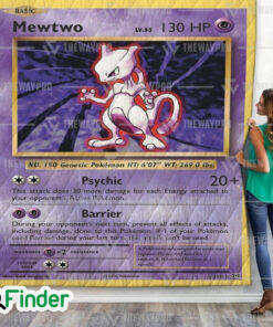 Mewtwo Pokemon Trading Card Quilt Blanket