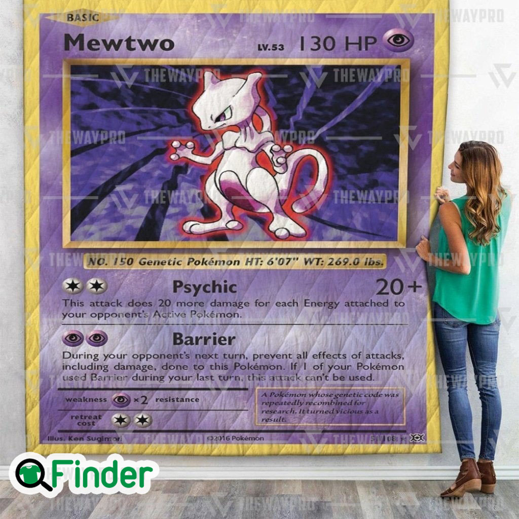 Mewtwo Pokemon Trading Card Quilt Blanket Mewtwo Pokemon Trading Card Quilt Blanket