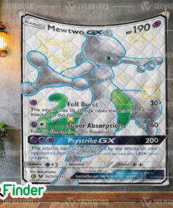 Mewtwo Shiny Pokemon Trading Card Quilt Blanket 1