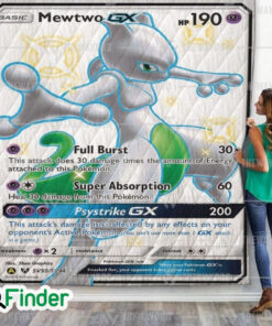 Mewtwo Shiny Pokemon Trading Card Quilt Blanket