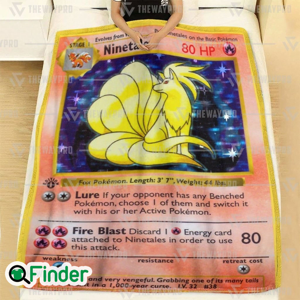 Ninetales Holo 1st Edition Pokemon Trading Card Fleece Blanket 1 Ninetales Holo 1st Edition Pokemon Trading Card Fleece Blanket 1