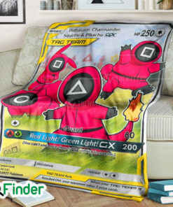 Pikachu Charmander Squirtle Bulbasaur Guardian Tag Team Pokemon Trading Card Fleece Blanket