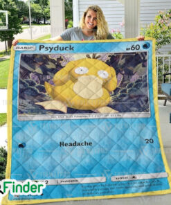 Psyduck Pokemon Trading Card Quilt Blanket 1