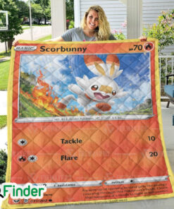 Scorbunny Pokemon Trading Card Quilt Blanket 1