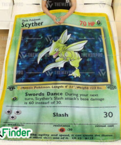 Scyther Holo 1st Edition Pokemon Trading Card Fleece Blanket 1