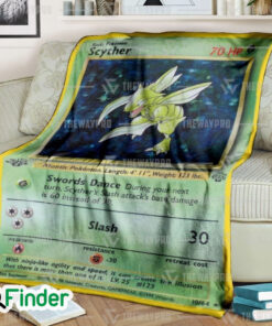Scyther Holo 1st Edition Pokemon Trading Card Fleece Blanket