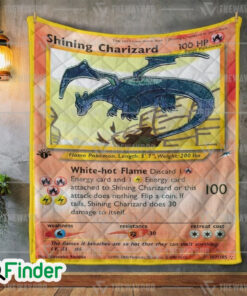 Shining Charizard Neo Destiny Pokemon Trading Card Quilt Blanket 1