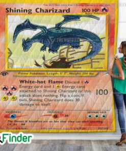 Shining Charizard Neo Destiny Pokemon Trading Card Quilt Blanket
