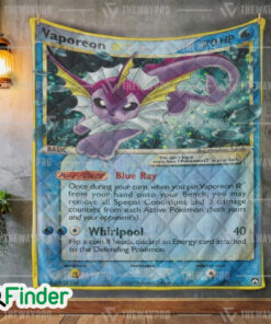 Shiny Vaporeon Pokemon Trading Card Quilt Blanket 1