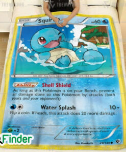 Squirtle Pokemon Trading Card Fleece Blanket 1