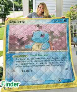 Squirtle Pokemon Trading Card Quilt Blanket 1