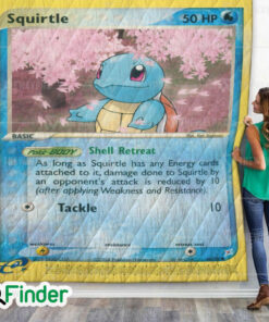 Squirtle Pokemon Trading Card Quilt Blanket