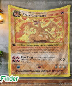 Thicc Charizard Pokemon Trading Card Quilt Blanket 1