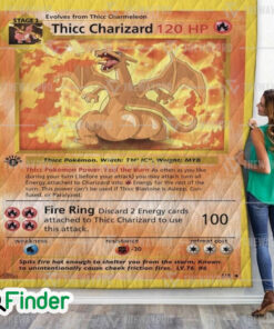 Thicc Charizard Pokemon Trading Card Quilt Blanket