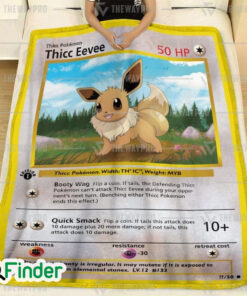 Thicc Eevee Pokemon Trading Card Fleece Blanket 1