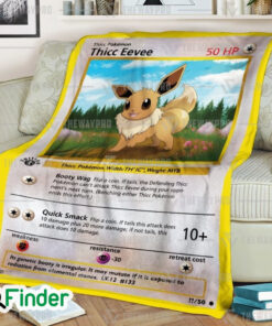 Thicc Eevee Pokemon Trading Card Fleece Blanket