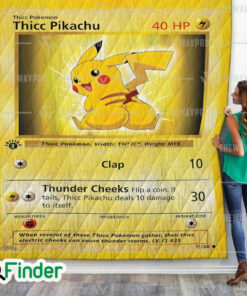 Thicc Pikachu Pokemon Trading Card Quilt Blanket