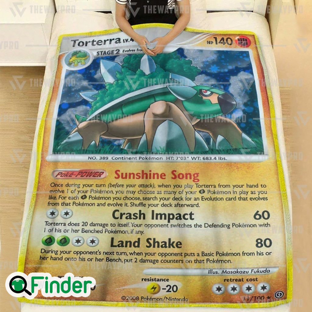 Torterra Pokemon Trading Card Fleece Blanket 1 Torterra Pokemon Trading Card Fleece Blanket 1