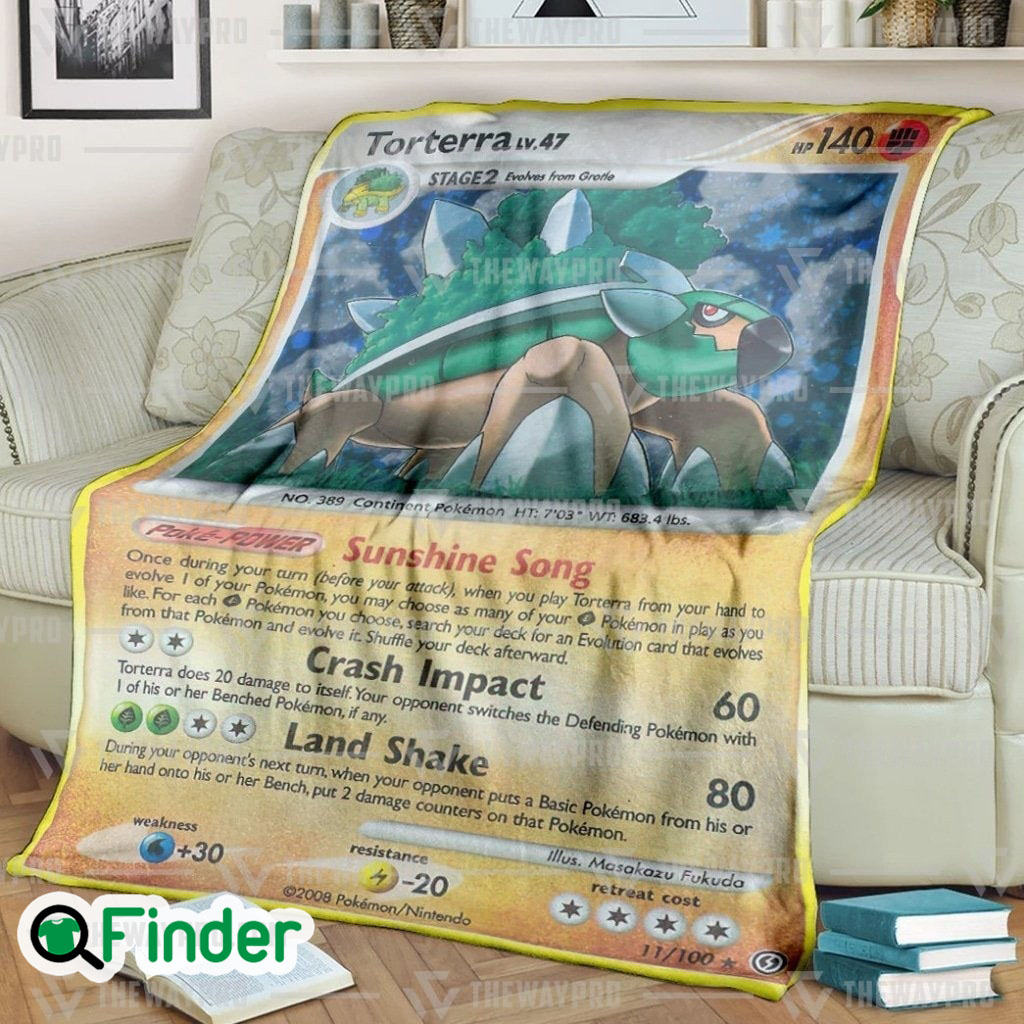 Torterra Pokemon Trading Card Fleece Blanket Torterra Pokemon Trading Card Fleece Blanket