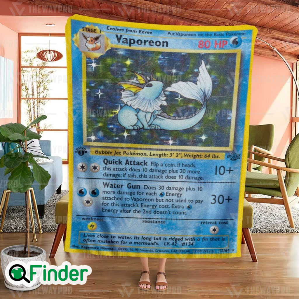 Vaporeon Pokemon Trading Card Fleece Blanket 1 Vaporeon Pokemon Trading Card Fleece Blanket 1