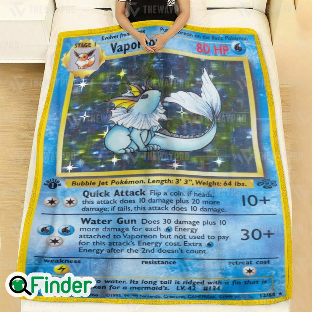Vaporeon Pokemon Trading Card Fleece Blanket 2 Vaporeon Pokemon Trading Card Fleece Blanket 2