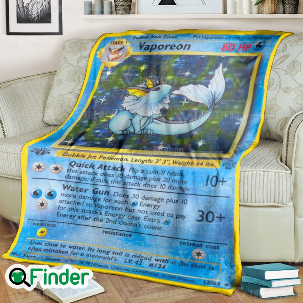 Vaporeon Pokemon Trading Card Fleece Blanket Vaporeon Pokemon Trading Card Fleece Blanket