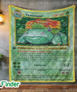 Venusaur Pokemon Trading Card Quilt Blanket 1