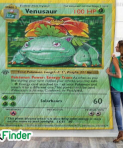 Venusaur Pokemon Trading Card Quilt Blanket