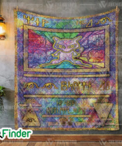 Ancient Mew Holo Pokemon Trading Card Quilt Blanket