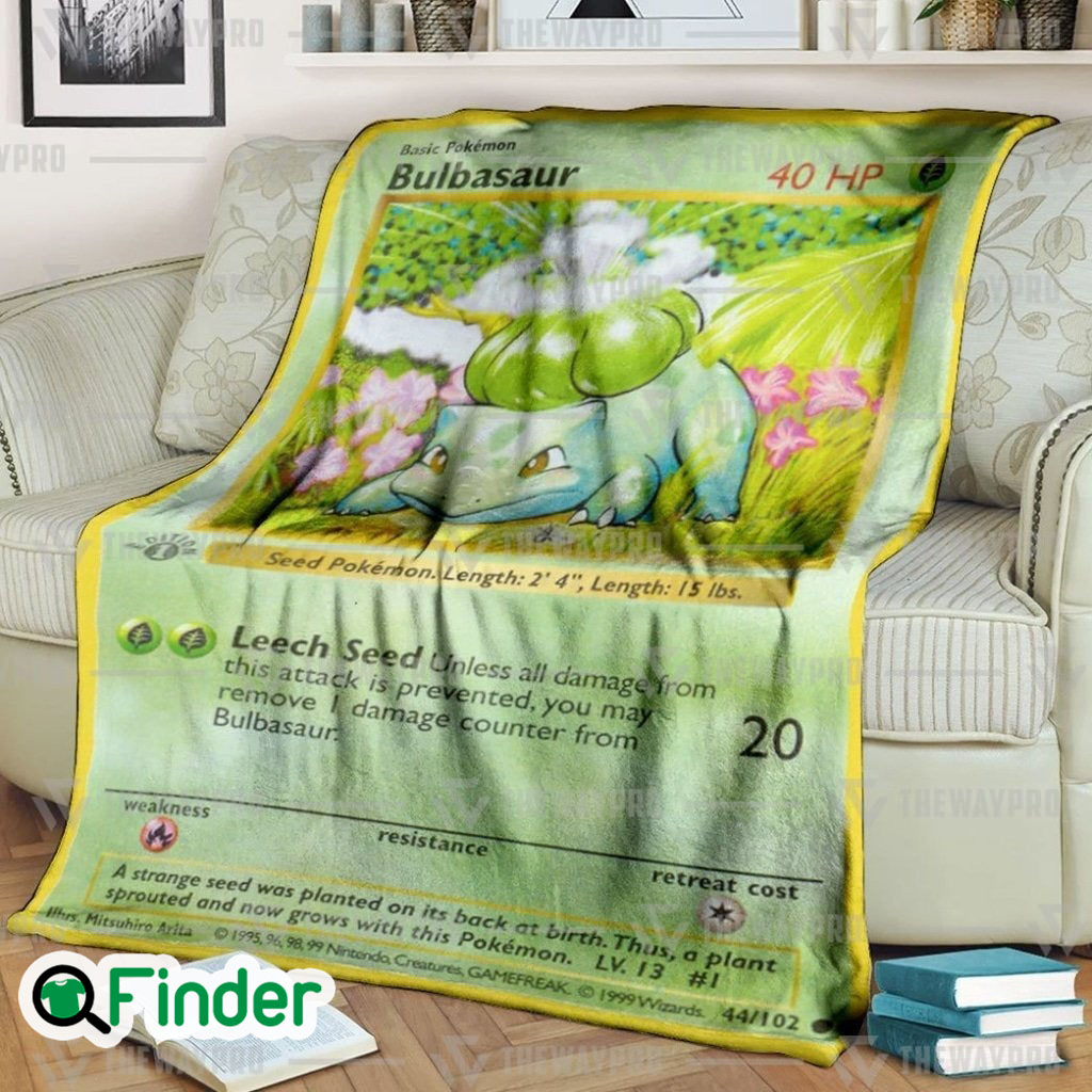 Bulbasaur Pokemon Trading Cards Fleece Blanket Bulbasaur Pokemon Trading Cards Fleece Blanket