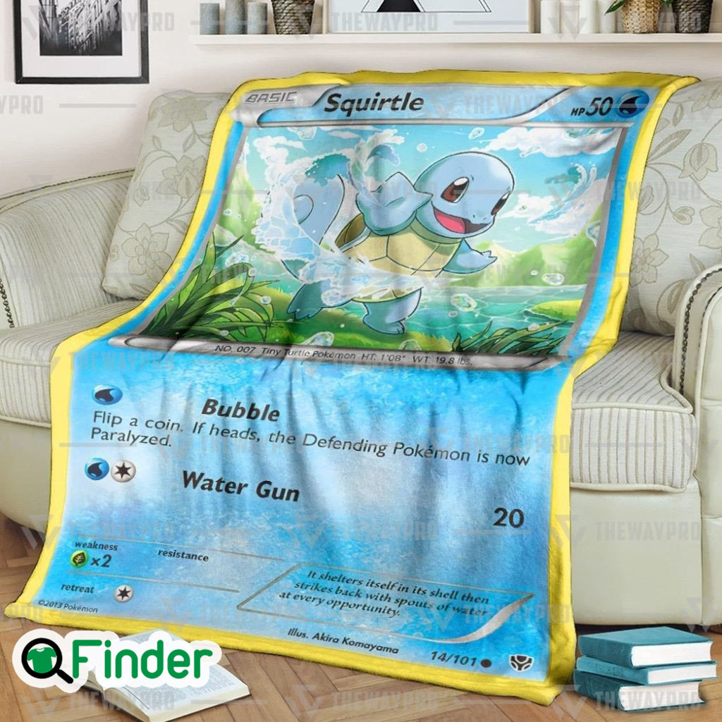 Squirtle Pokemon Trading Card Fleece Blanket Squirtle Pokemon Trading Card Fleece Blanket