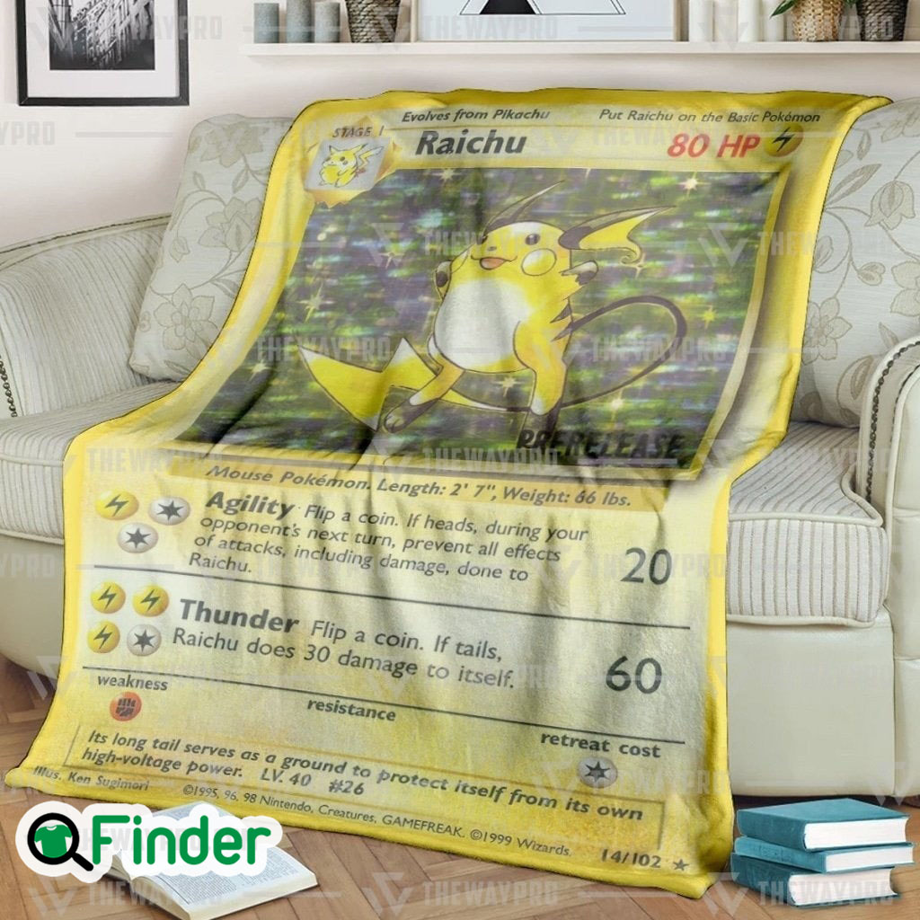 Raichu Pokemon Trading Card Fleece Blanket Raichu Pokemon Trading Card Fleece Blanket