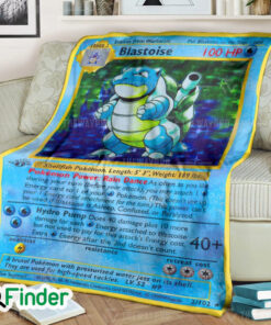 Blastoise First Edition Pokemon Card Fleece Blanket