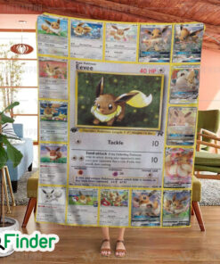 Eevee Pokemon Trading Cards Fleece Blanket