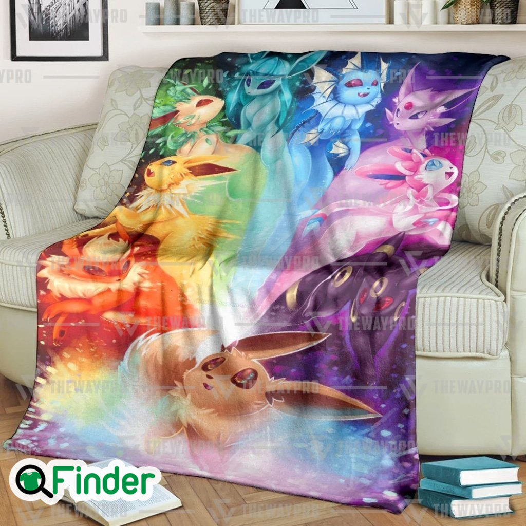 Eevee Evolutions Rainbow Custom Fleece Blanket Eevee Evolutions Rainbow Custom Fleece Blanket