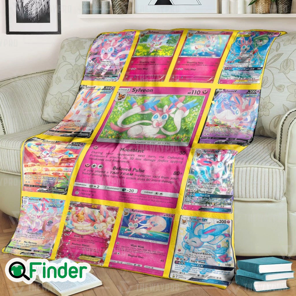 Sylveon Pokemon Trading Cards Fleece Blanket Sylveon Pokemon Trading Cards Fleece Blanket