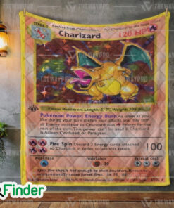 Charizard Pokemon Trading Card Quilt Blanket