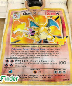 Charizard Holo Rare Pokemon Trading Card Game Fleece Blanket