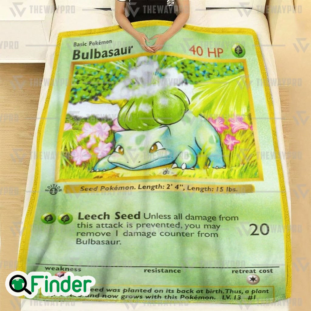Bulbasaur Pokemon Trading Cards Fleece Blanket Bulbasaur Pokemon Trading Cards Fleece Blanket