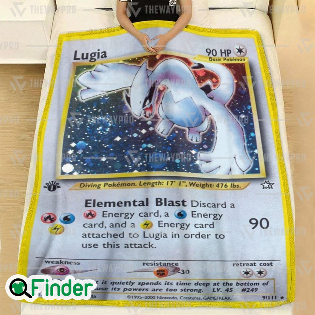 Lugia Pokemon Trading Card Fleece Blanket Lugia Pokemon Trading Card Fleece Blanket