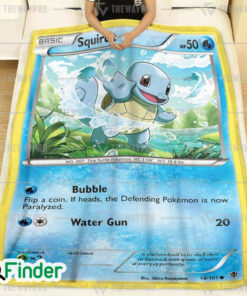 Squirtle Pokemon Trading Card Fleece Blanket