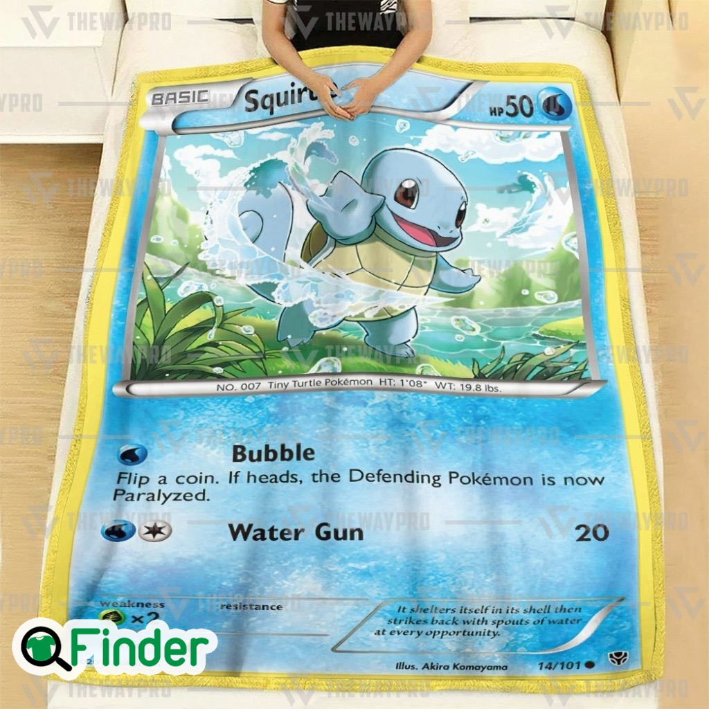 Squirtle Pokemon Trading Card Fleece Blanket Squirtle Pokemon Trading Card Fleece Blanket