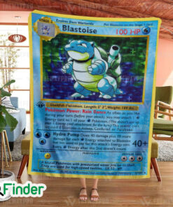 Blastoise First Edition Pokemon Card Fleece Blanket