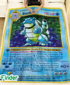 Blastoise First Edition Pokemon Card Fleece Blanket